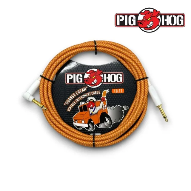 【PIG HOG】終身免費保固 10呎編織樂器導線 白色導線頭／原廠公司貨 品質保證(吉他導線 貝斯導線 PCH10)