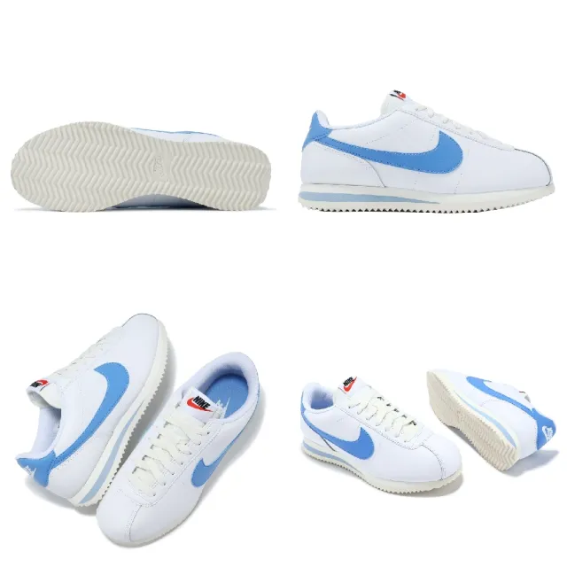 【NIKE 耐吉】休閒鞋 Wmns Cortez 女鞋 白 藍 皮革 緩衝 經典 阿甘鞋(DN1791-102)