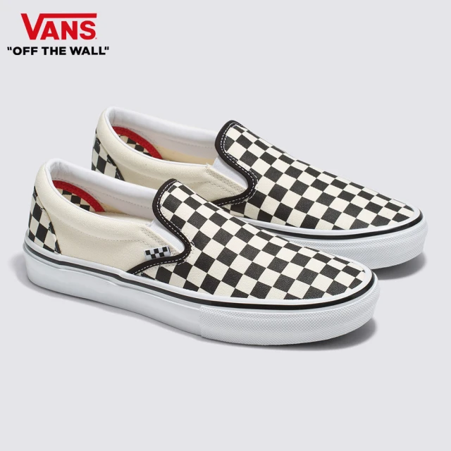 【VANS 官方旗艦】Skate Slip-On 男女款黑白棋盤格專業滑板鞋/休閒鞋/帆布