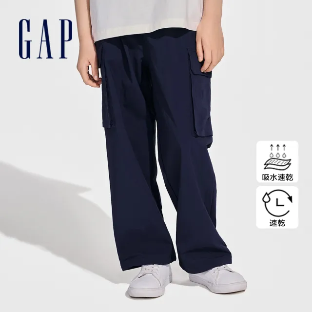 【GAP】女童裝 Logo抽繩鬆緊工裝褲-海軍藍(890289)