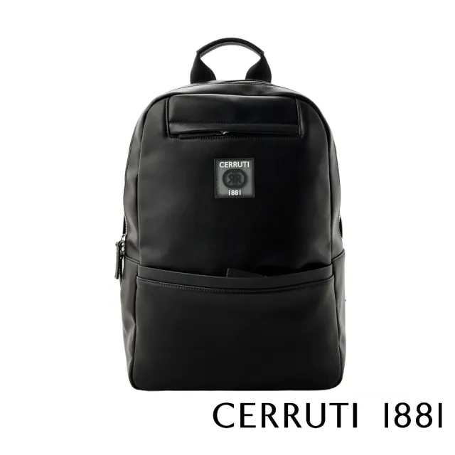 【Cerruti 1881】義大利原裝進口 頂級小牛皮後背包(黑色 CEZA06413M)