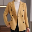 【巴黎精品】羊毛大衣毛呢外套(短款西裝領雙排扣簡約女外套5色a1dg38)