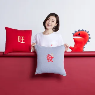 【YVONNE 以旺傢飾】新年系列｜發財龍抱枕_45x45公分(岩石灰)