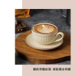 【渥思】職人手作條紋咖啡杯盤-2套組(2杯+2盤.咖啡杯組.下午茶杯盤.2色任選)