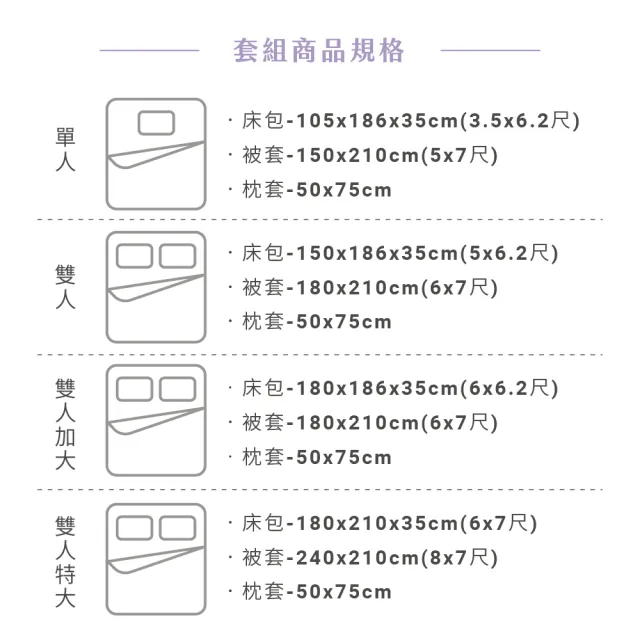 【合隆羽藏】100% 60支長絨棉印花床包四件組-雙人(碧翠紫 原價 $ 6340)