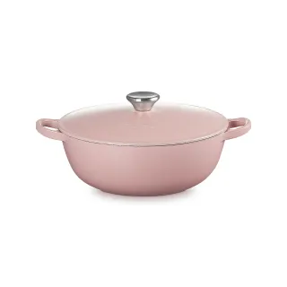 【Le Creuset】琺瑯鑄鐵鍋媽咪鍋24cm(甜心粉-鋼頭)