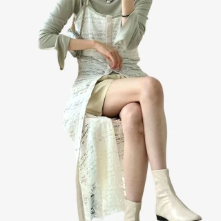 【SeasonsBikini】正韓吊帶蕾絲長洋裝罩衫-KK126(正韓長洋裝罩衫長洋)