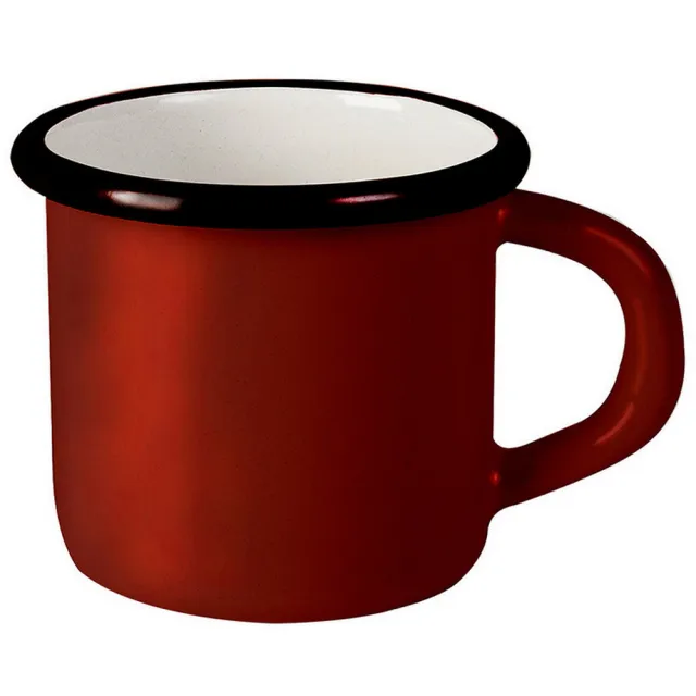 【IBILI】琺瑯馬克杯 黑紅400ml(水杯 茶杯 咖啡杯 露營杯 琺瑯杯)