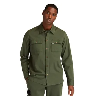 【Timberland】男款深綠色有機棉長袖襯衫外套(A43Q2U31)