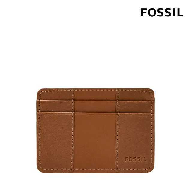 【FOSSIL 官方旗艦館】Everett 真皮證件卡夾-金棕色 ML4398216(禮盒組附鐵盒)