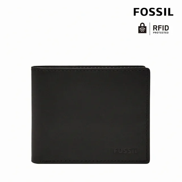 【FOSSIL 官方旗艦館】Derrick 真皮帶翻轉證件格RFID皮夾-黑色 ML3681001 雙11/1111(禮盒組附鐵盒)