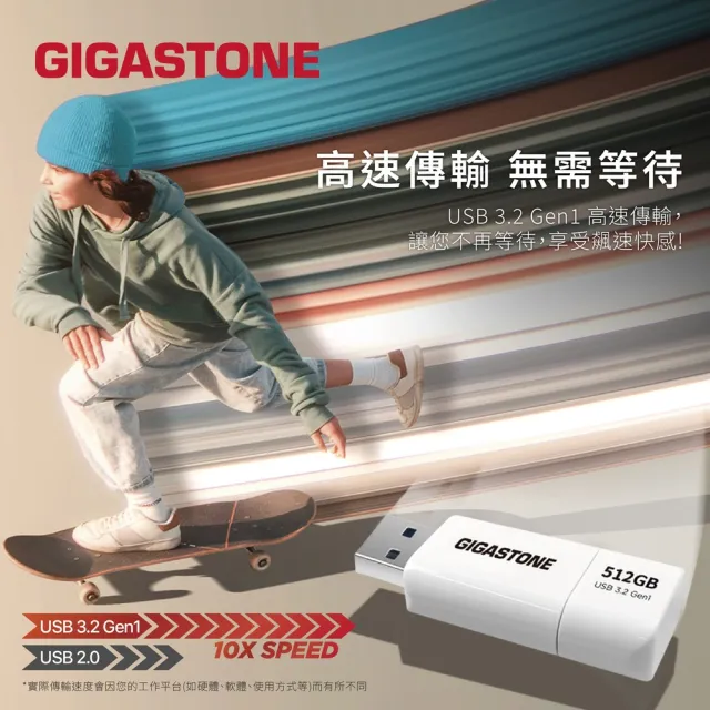 【GIGASTONE 立達】128GB USB3.1/3.2 Gen1 極簡滑蓋隨身碟 UD-3202 白-超值2入組(128G USB3.2 高速隨身碟)