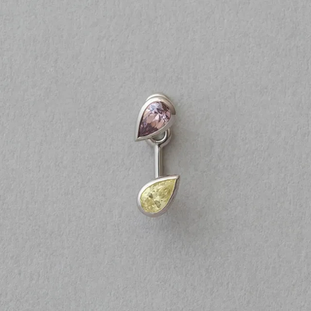 【ete】Wrap Pierce 水滴鑽飾包覆造型單耳環(鉑金色)