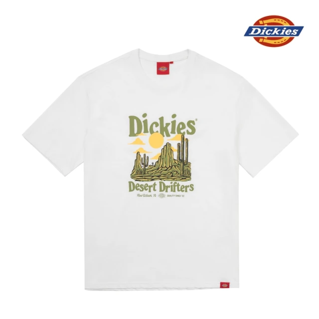 Dickies 男女款白色純棉胸前沙漠風景圖案印花寬鬆短袖T恤｜DK0A87DHC4D