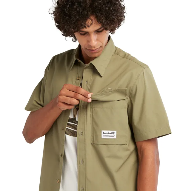 【Timberland】男款灰綠色OUTLAST短袖襯衫(A6RCW590)