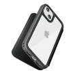 【iJacket】iPhone 15 Plus 軍規防摔 9H玻璃 磁吸 側翻皮套(黑/淺褐)