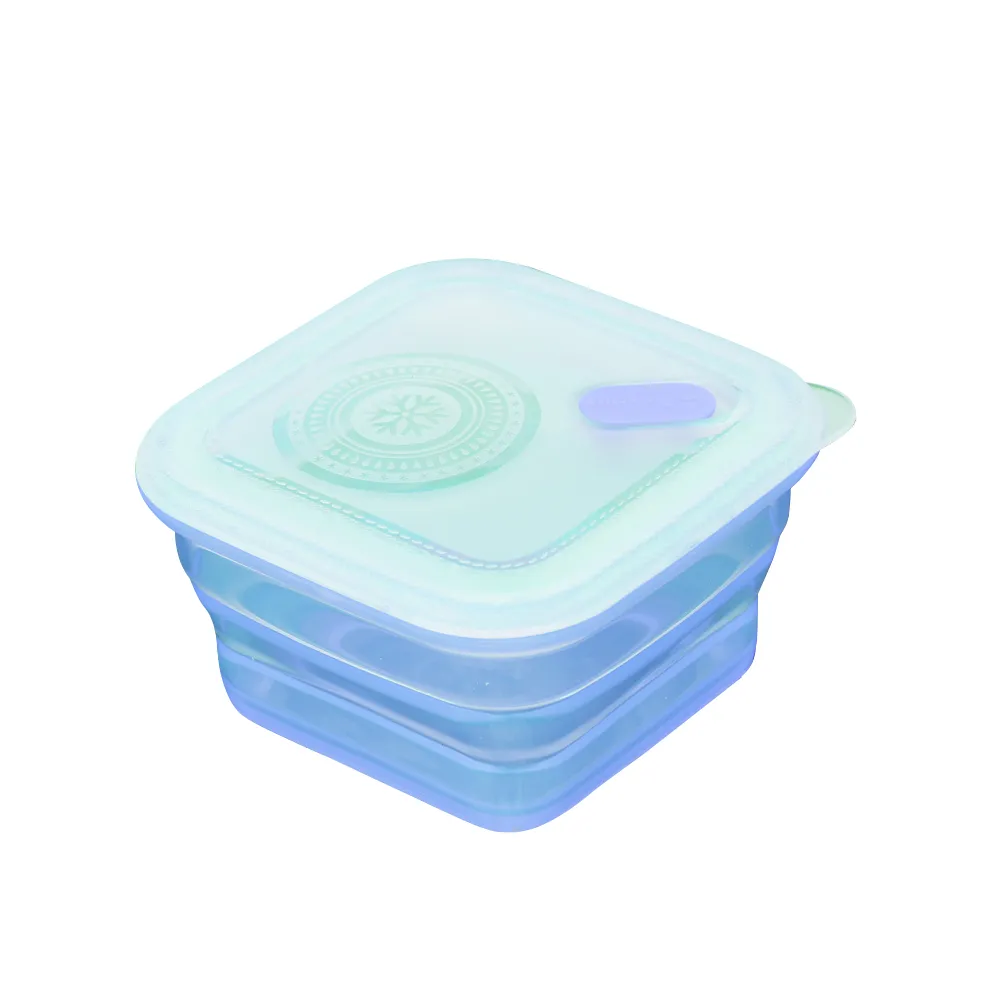 【加拿大帕緹塔Partita】全矽膠伸縮保鮮盒(480ml/正方形/藍色)