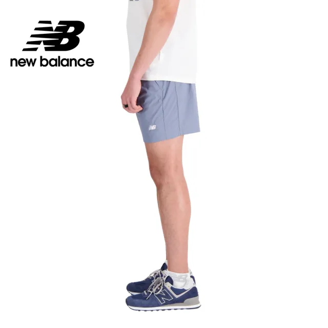 【NEW BALANCE】NB 拉鍊口袋鬆緊抽繩短褲_男性_灰藍色_AMS31532AGY(亞版 版型正常)