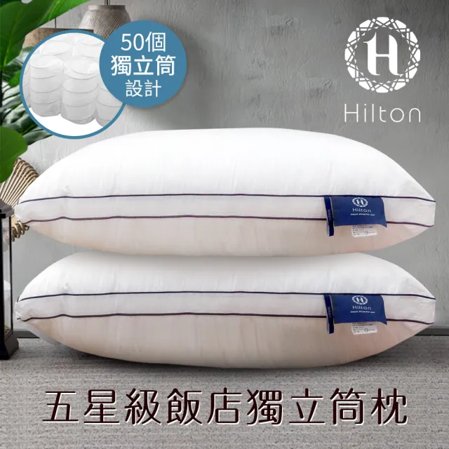 【Hilton 希爾頓】五星級純棉滾邊立體銀離子抑菌獨立筒枕/二色任選(枕頭/透氣枕)