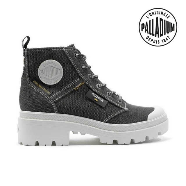 Palladium PALLABASE WASHED有機棉拉鍊帆布靴/休閒鞋-女鞋-黑(99120-008)