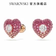 【SWAROVSKI 官方直營】Idyllia 耳釘 心形 粉紅色 鍍玫瑰金色調