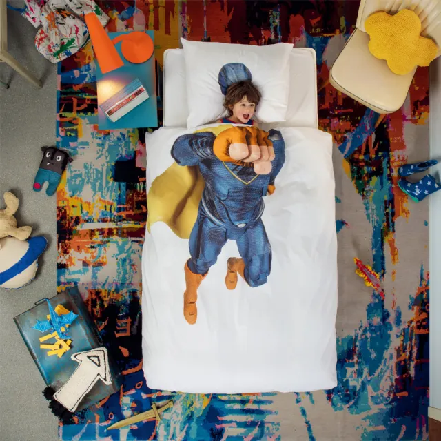 【皇室羽毛工房】荷蘭SNURK趣味寢具-SUPERHERO/BLUE