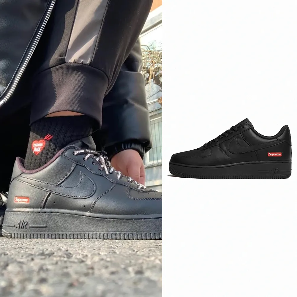 NIKE 耐吉】Nike Air Force 1 X Supreme 黑色AF1 聯名男鞋休閒鞋