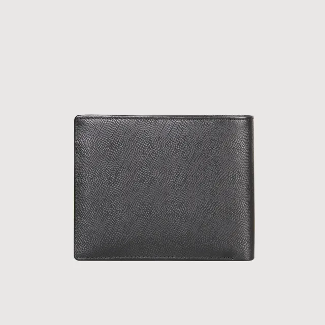 【BRAUN BUFFEL 德國小金牛】台灣總代理 至尊 8卡中間翻零錢袋短夾-黑色(BF536-318-BK)