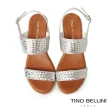 【TINO BELLINI 貝里尼】西班牙進口羊皮編織楔形涼鞋FSOT017(銀色)