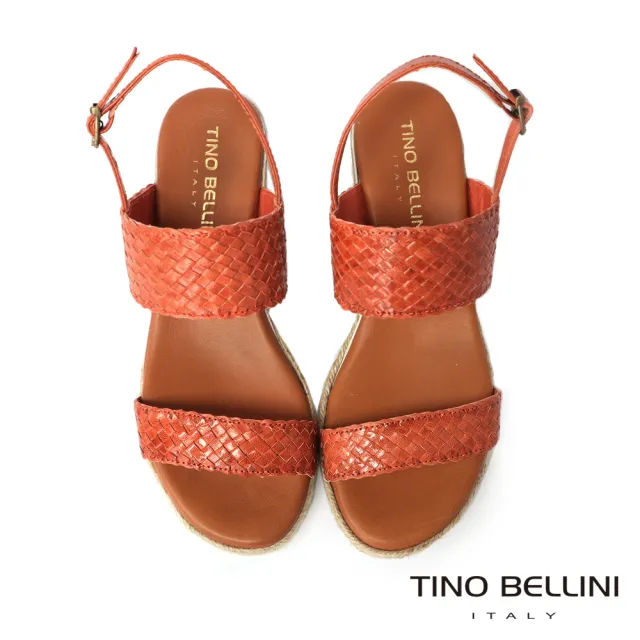 【TINO BELLINI 貝里尼】西班牙進口羊皮編織楔形涼鞋FSOT017(橘色)