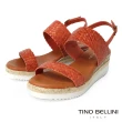 【TINO BELLINI 貝里尼】西班牙進口羊皮編織楔形涼鞋FSOT017(橘色)