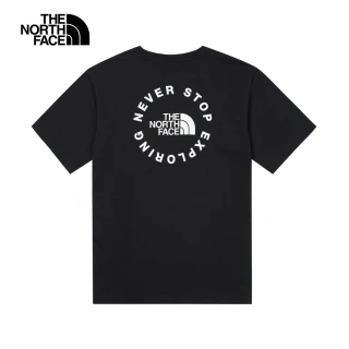 【The North Face 官方旗艦】北面男款黑色品牌標語LOGO休閒短袖T恤｜88GCJK3
