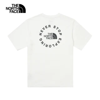 【The North Face 官方旗艦】北面男款白色品牌標語LOGO休閒短袖T恤｜88GCFN4