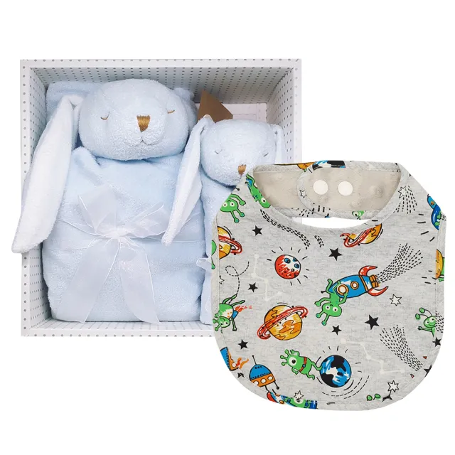 【Angel Dear】momo限定-豪華彌月禮盒-毛毯+安撫巾+雙層豆豆圍兜(多種款式)