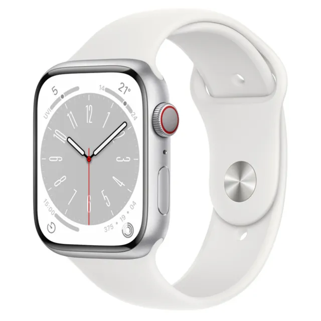 【Apple】S+ 級福利品 Apple Watch S8 LTE 45mm 鋁金屬錶殼搭配運動錶帶(原廠保固中)
