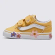 【VANS 官方旗艦】Old Skool V Flower 小童款花朵圖案黃色滑板鞋/休閒鞋