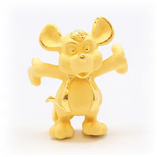 【生活金藝】黃金擺件 卡通生肖-開心鼠(金重1.20錢)