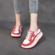 【Vecchio】真皮運動鞋/真皮復古圓頭休閒風百搭舒適運動鞋(紅)