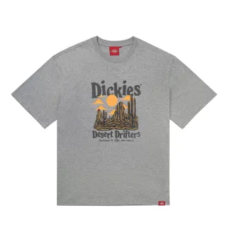 【Dickies】男女款羽灰色純棉胸前沙漠風景圖案印花寬鬆短袖T恤｜DK0A87DHCQ8