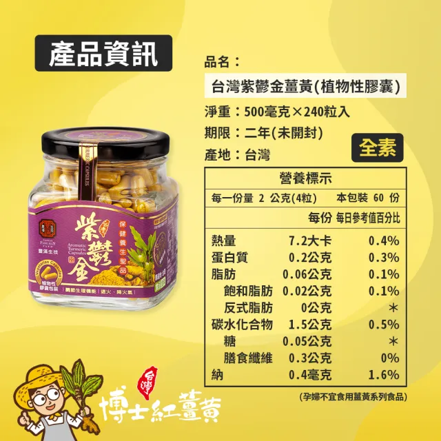 【豐滿生技】紫鬱金薑黃粉膠囊240粒