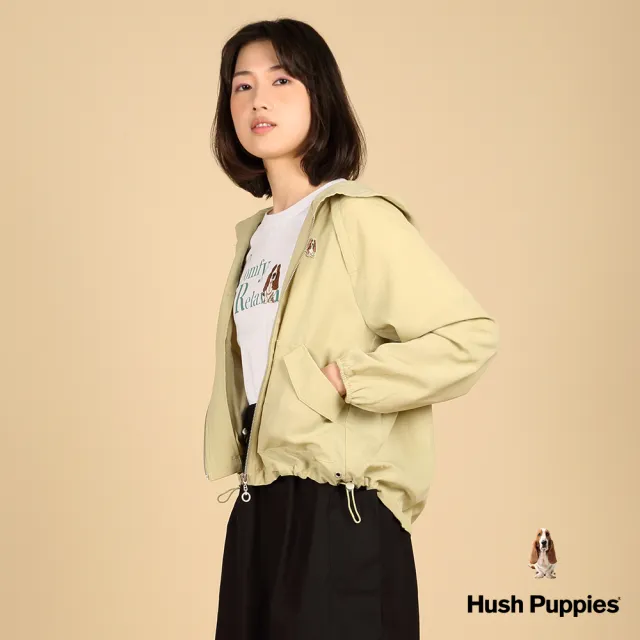 【Hush Puppies】女裝 外套 寬鬆涼感連帽薄外套(淺綠 / 43217101)