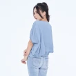 【5th STREET】女裝寬版鈕扣造型泡泡袖短袖T恤-拔淺藍