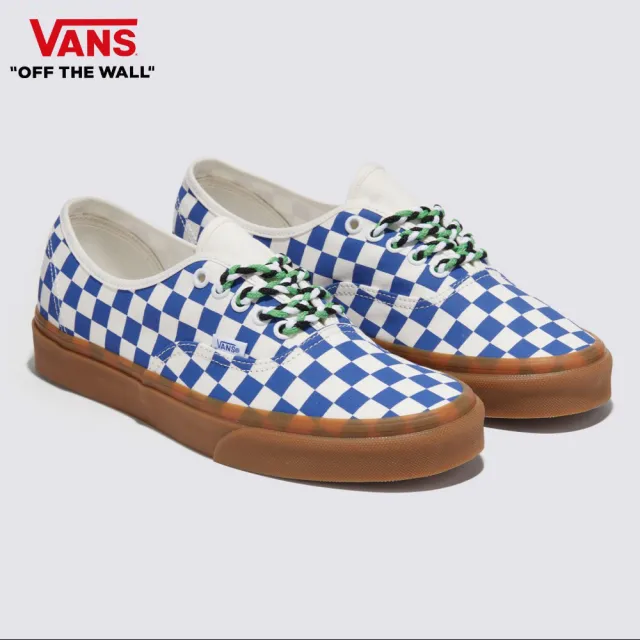 【VANS 官方旗艦】Authentic 男女款藍白棋盤格滑板鞋/休閒鞋/帆布