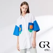 【GLORY21】品牌魅力款-etc.花朵大口袋落肩長版襯衫(白色)