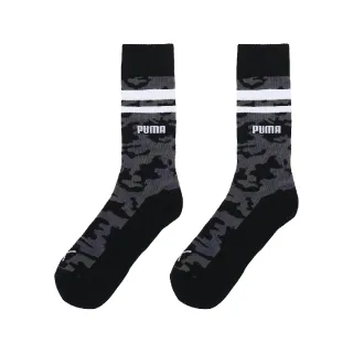 【PUMA】襪子 Fashion Crew 黑 白 長襪 中筒襪 男女款 條紋 迷彩 休閒襪 台灣製(BB1073-01)