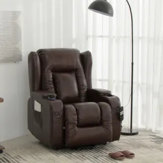 【IDEA】牛皮電動無段式按摩沙發躺椅/皮沙發(單人沙發 美甲椅)