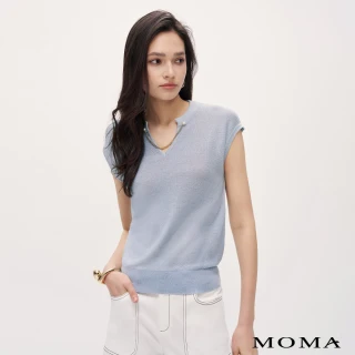 【MOMA】輕奢珠鍊法式袖針織上衣(兩色)