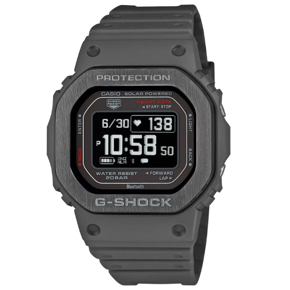 【CASIO 卡西歐】G-SHOCK G-SQUAD系列 太陽能 藍牙運動電子錶_灰_DW-H5600MB-8_44.5mm