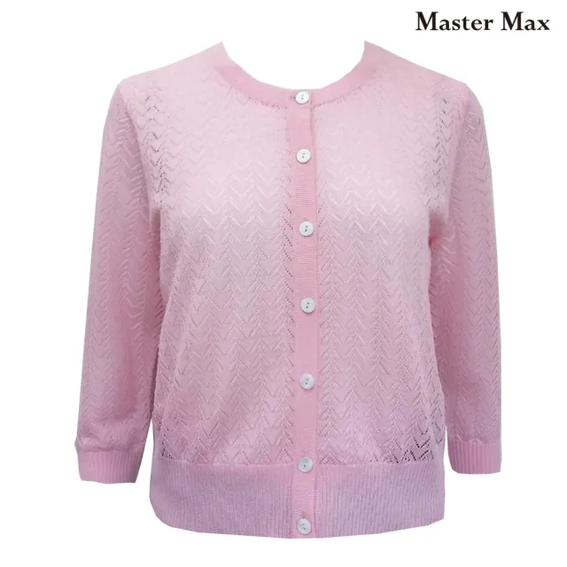 【Master Max】百搭V型紋七分袖開襟針織小外套(8318020)
