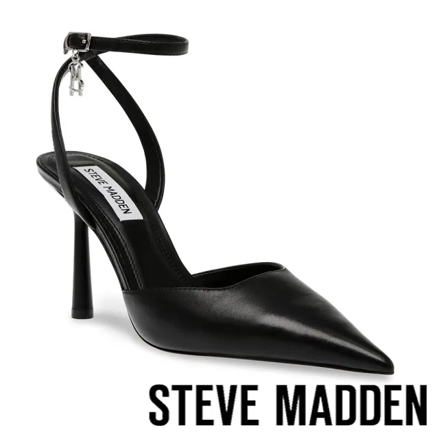 【steve madden】ALLIANCE 尖頭高跟繞踝涼鞋(黑色)